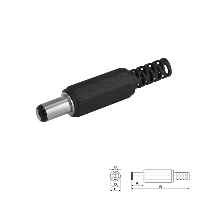 CONECTOR JACK DC HEMBRA AÉREO Ø2.1 x Ø5.5 x 9.5mm