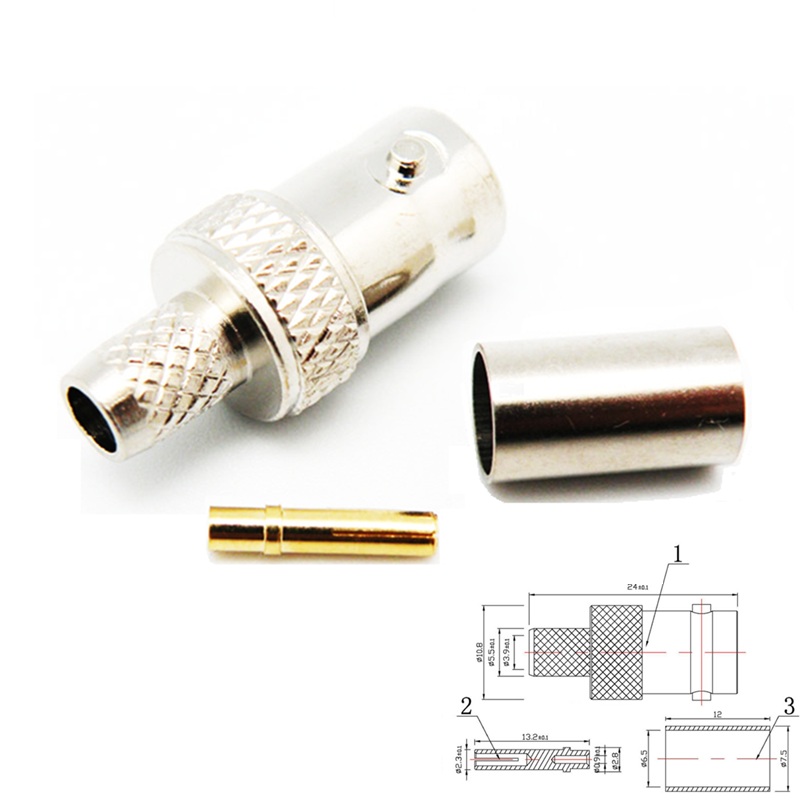 CONECTOR BNC HEMBRA AÉREO RECTO CRIMPAR RG59