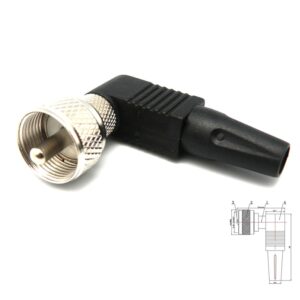 CONECTOR PL-259 (UHF) MACHO AÉREO ACODADO TORNILLO
