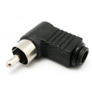CONECTOR RCA MACHO ACODADO PLÁSTICO NEGRO