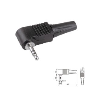 CONECTOR JACK 3.5mm MACHO ESTÉREO AÉREO 90º PLÁSTICO