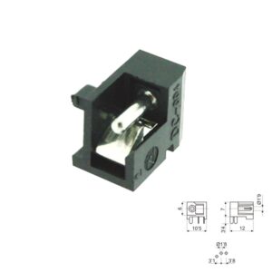 BASE JACK DC MACHO Ø2.0MM. ACODADO PCB