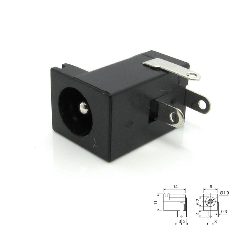 BASE JACK DC MACHO Ø1.9MM. ACODADO ENCAJE CHASIS