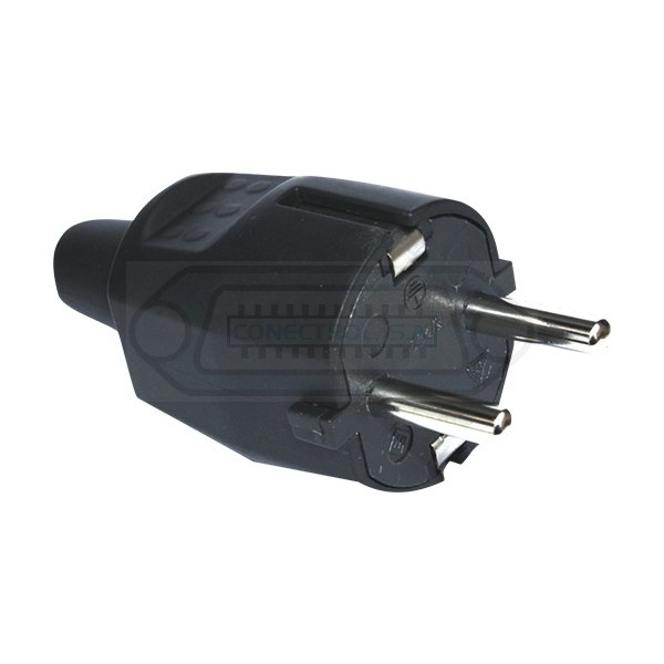CONECTOR SCHUKO MACHO Ø4'8MM 16A NEGRO