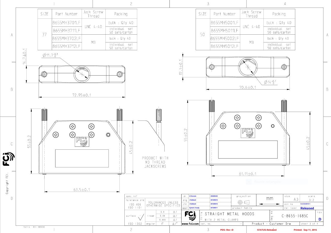 CARCASA SUB-D 50P METÁLICA AMPHENOL - Imagen 4