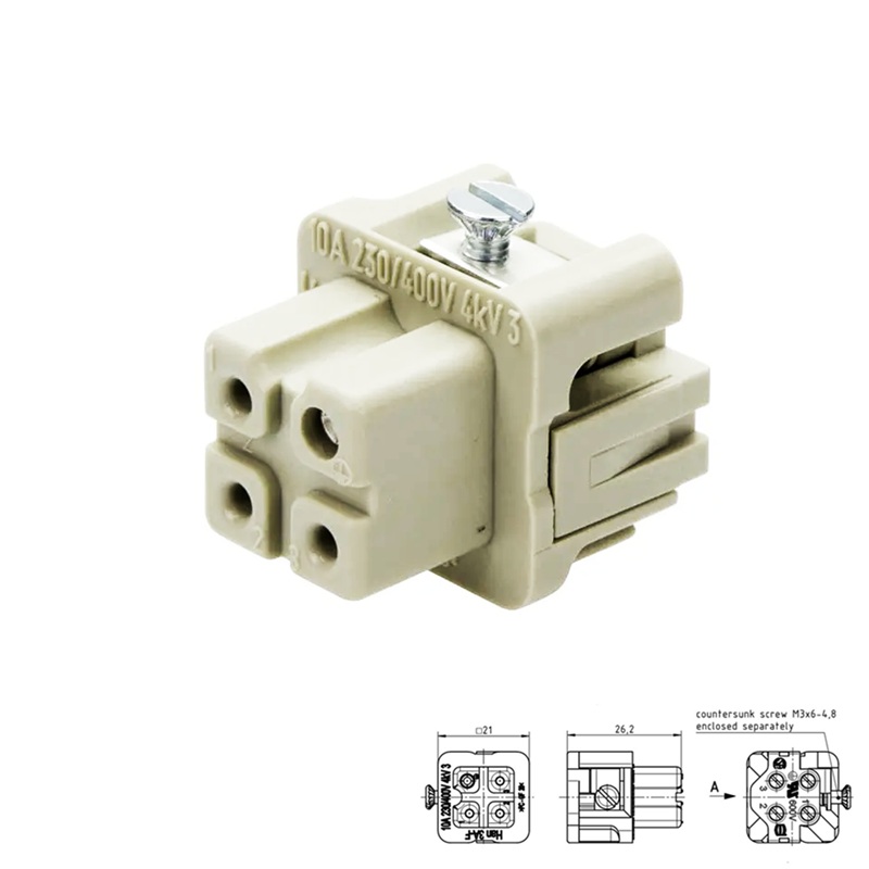 CONECTOR HDC HARTING 4P (3+PE) HAN-A 3A HEMBRA