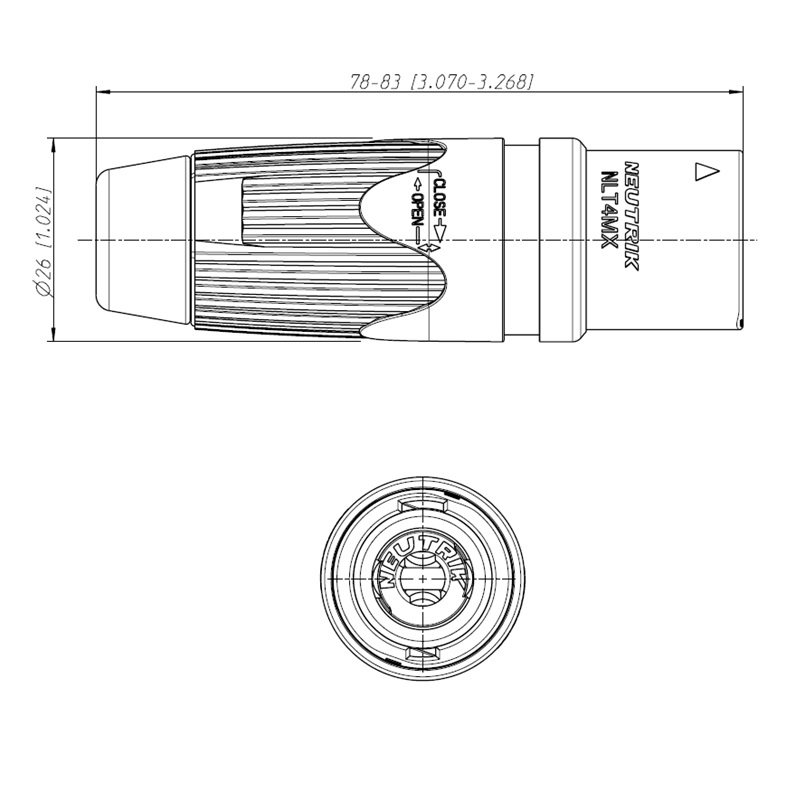 CONECTOR SPEAKON 4P MACHO AÉREO METÁLICO NEUTRIK - Imagen 3