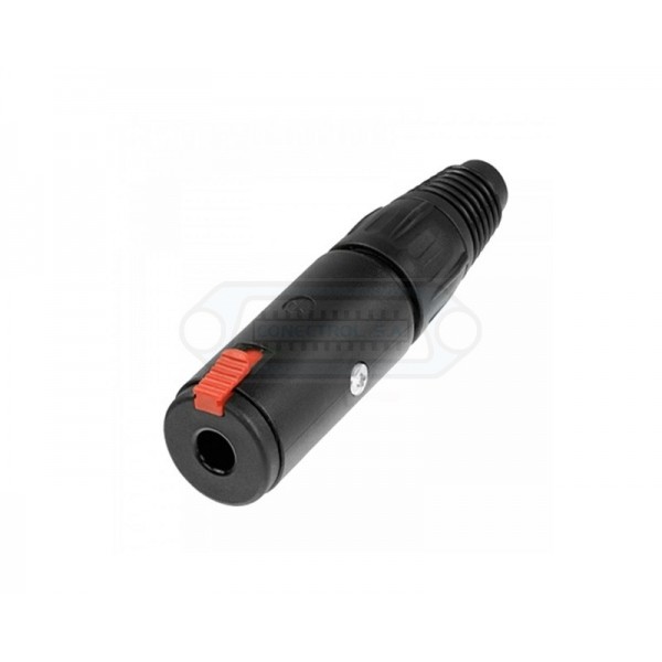 CONECTOR JACK 6.35mm HEMBRA ESTÉREO AÉREO NEUTRIK NEGRO/PLATA