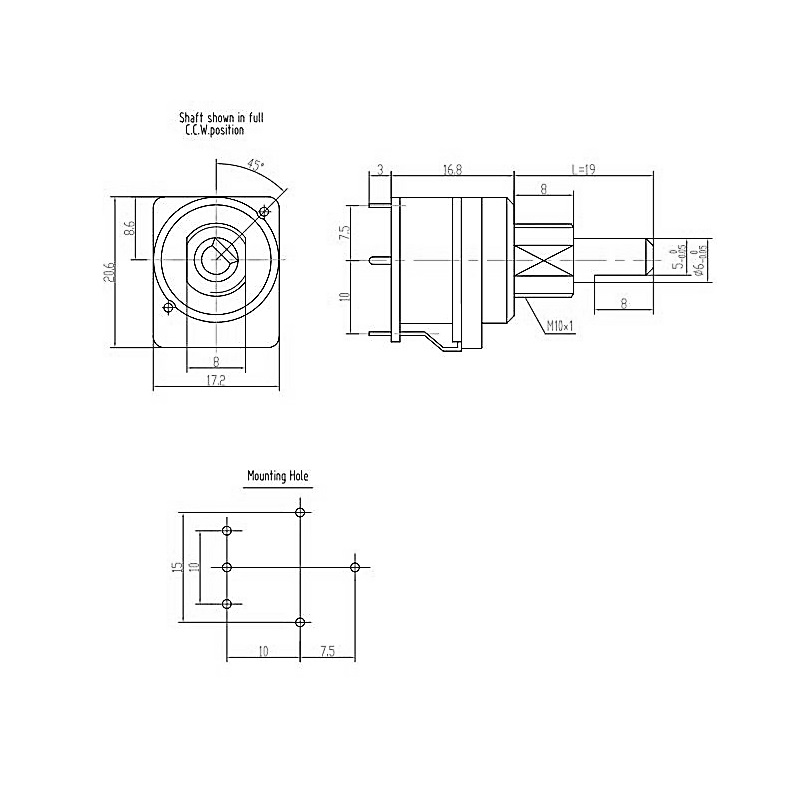 POTENCIÓMETRO PANEL LINEAL 100K METAL EJE 6mm INTERRUPTOR - Imagen 3