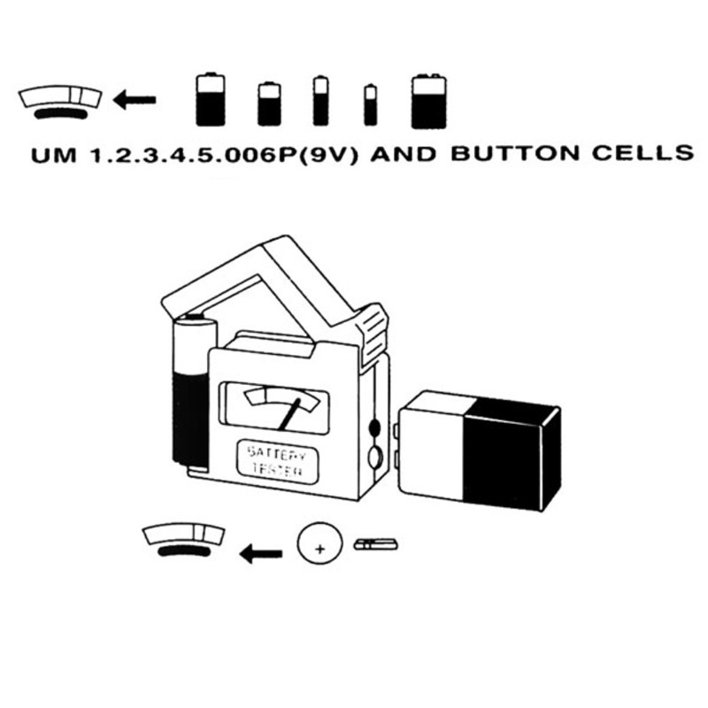 COMPROBADOR DE BATERÍAS PORTÁTIL AAA, AA, C, D, E-block, 9V, BOTÓN - Imagen 3