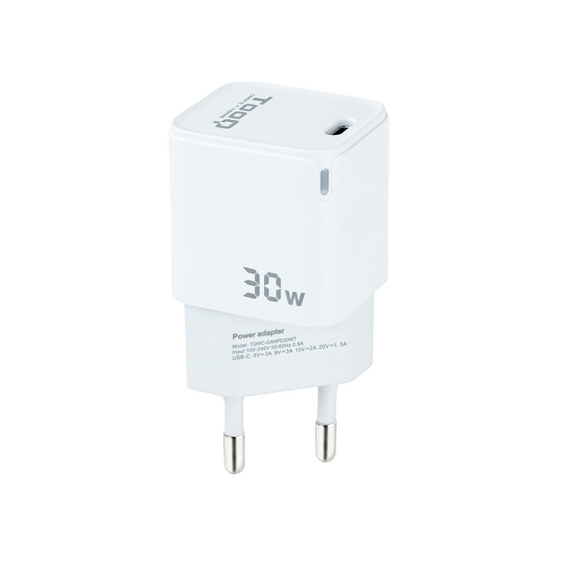 CARGADOR PARED USB-C PD 30W TOOQ GaN BLANCO