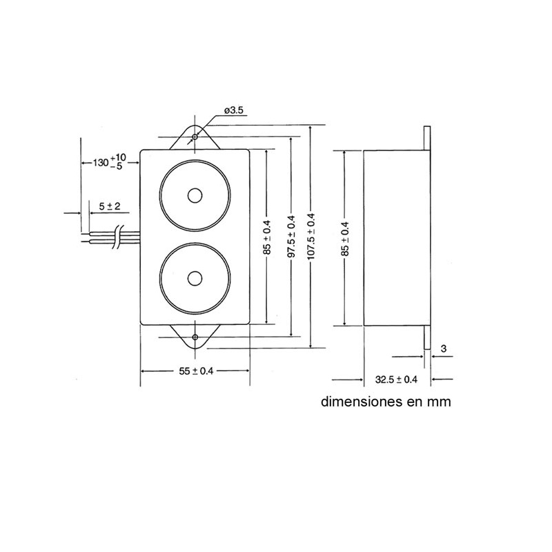 SIRENA PIEZOELECTRICA MINI 6-15V DC 2 ELEMENTOS - Imagen 3