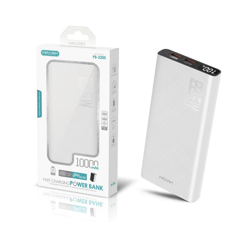 POWER BANK 10.000MAH OUT x2 USB-A x1 USB-C 22.5W CARGA RÁPIDA