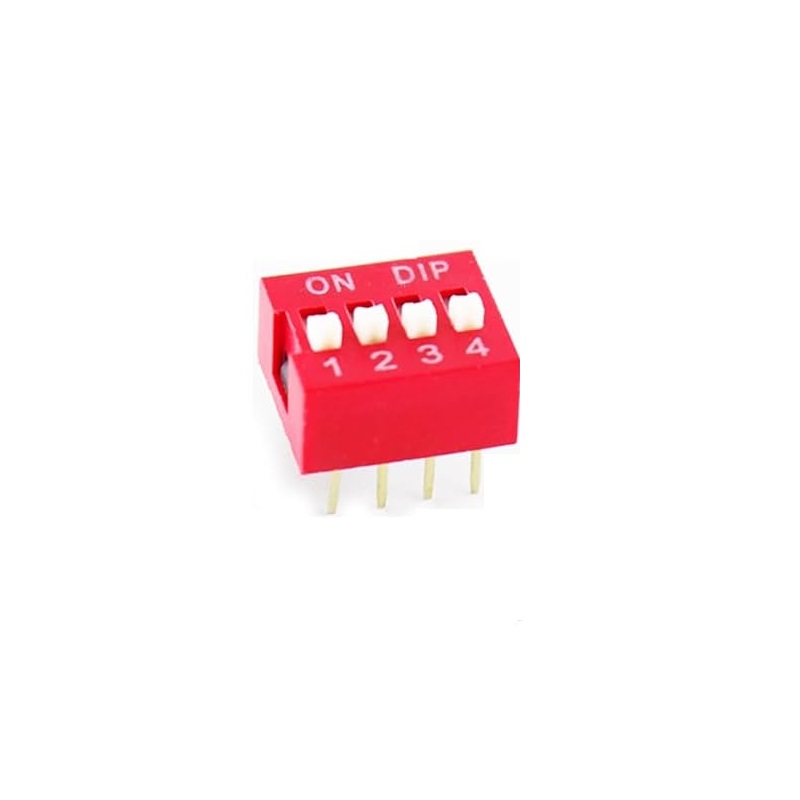 DIP-SWITCH 4 CIRCUITOS SPST 2P (ON-OFF) PASO 2.54MM
