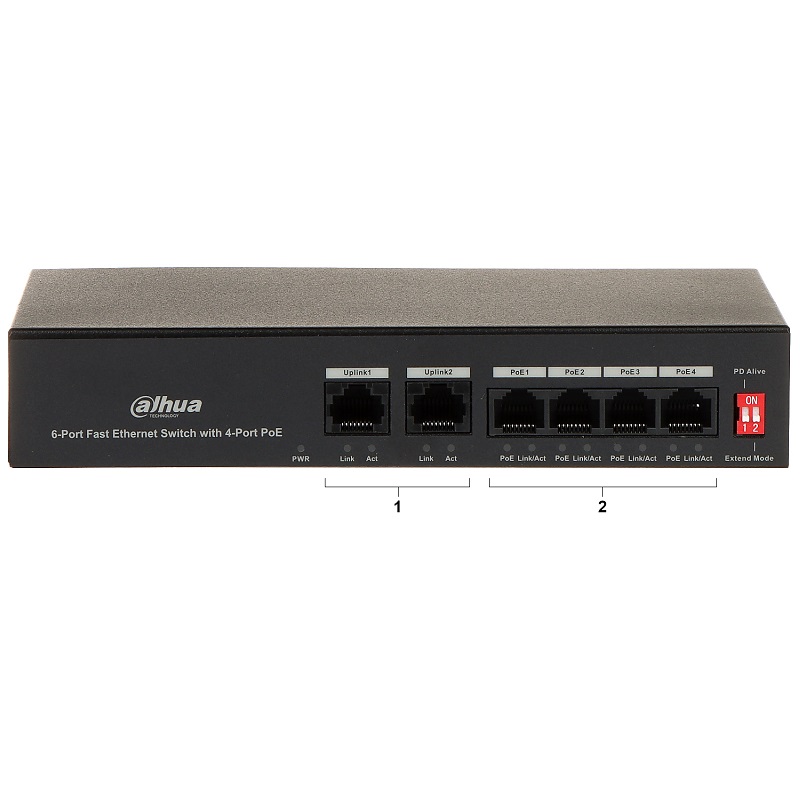 SWITCH ETHERNET 6P (4POE) 10/100MBPS DAHUA ESCRITORIO - Imagen 3