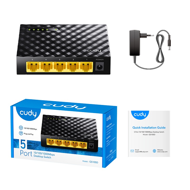 SWITCH ETHERNET 5P GIGABIT AUTO-MDI/MDIX CUDY SOBREMESA - Imagen 3