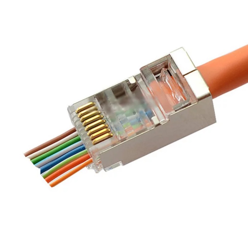 CONECTOR RJ45 CAT6 PASANTE METALICO CABLE FTP