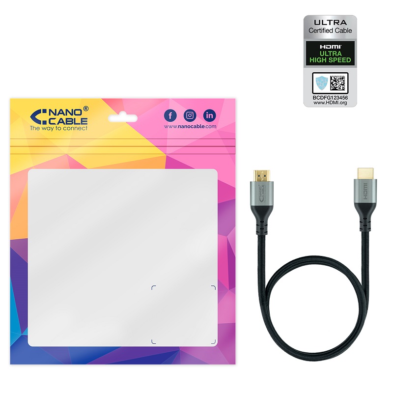 CABLE HDMI 2.1 CERTIFICADO M-M 8K@60Hz 1m - Imagen 3