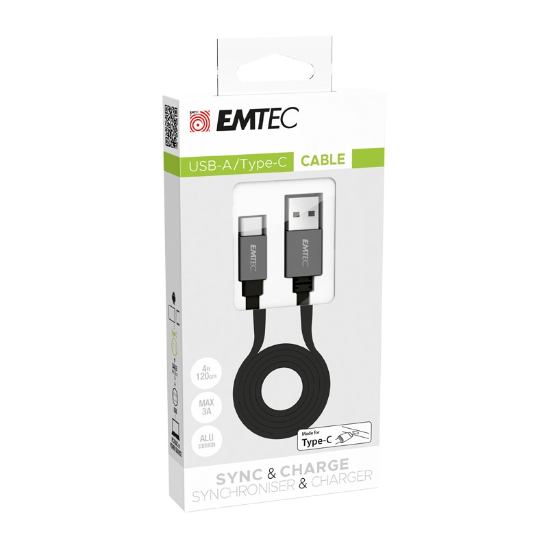 CABLE USB-A a USB-C 3A M-M DATOS/CARGA PLANO 1.2m - Imagen 3