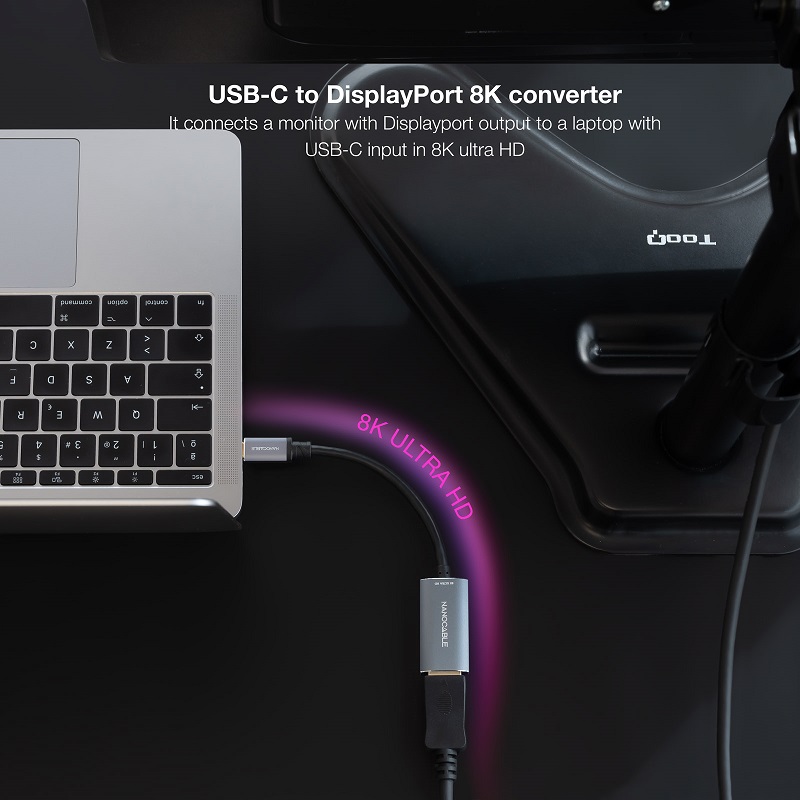 CABLE CONVERSOR USB-C a DISPLAYPORT 8K ALUMINIO 0.15m - Imagen 3