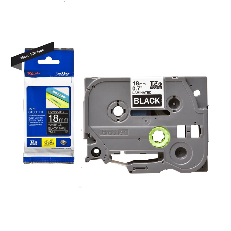 CINTA LAMINADA BROTHER 18mm BLANCO/NEGRO 8m - Imagen 3