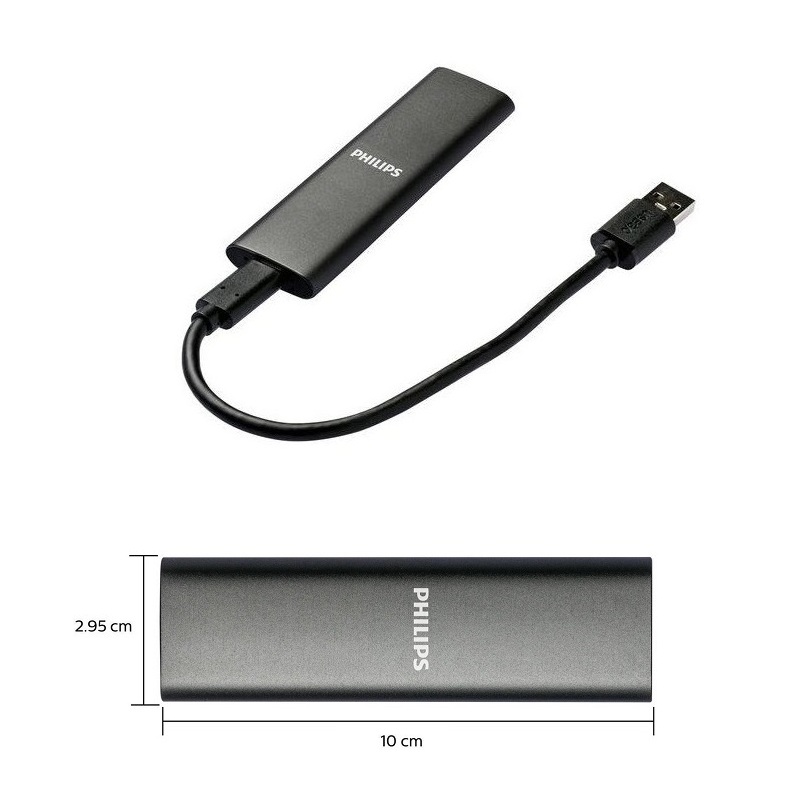 DISCO SSD EXTERNO 250GB PHILLIPS SPACE GREY USB-C 3.2 - Imagen 3