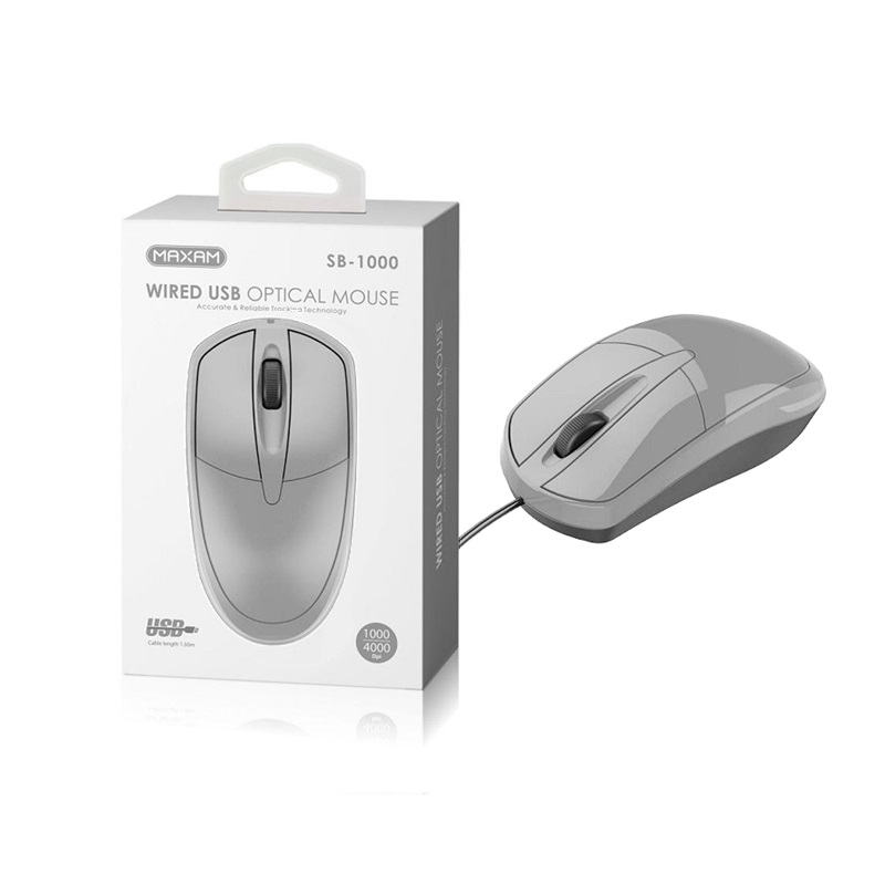 RATÓN ÓPTICO USB CON CABLE SB-1000 GRIS