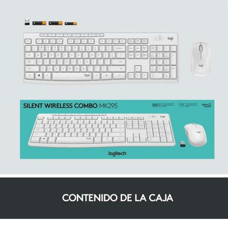 COMBO TECLADO + RATÓN WIRELESS LOGITECH SILENT MK295 BLANCO - Imagen 3