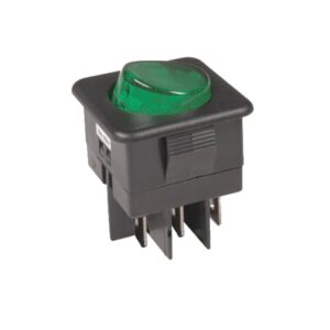 CONMUTADOR BALANCÍN LUMINOSO VERDE 2P. 2C. CUADRADO