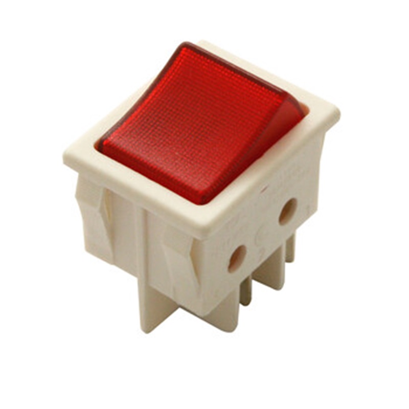 INTERRUPTOR BALANCÍN LUMINOSO ROJO ON-OFF (2Co) RECTÁNGULO BLANCO