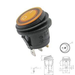 INTERRUPTOR ESTANCO REDONDO ON-OFF Ø25mm LUZ AMARILLO PANEL