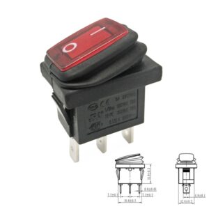 INTERRUPTOR ESTANCO RECTANGULAR ON-OFF 6A/250V LUZ ROJO PANEL