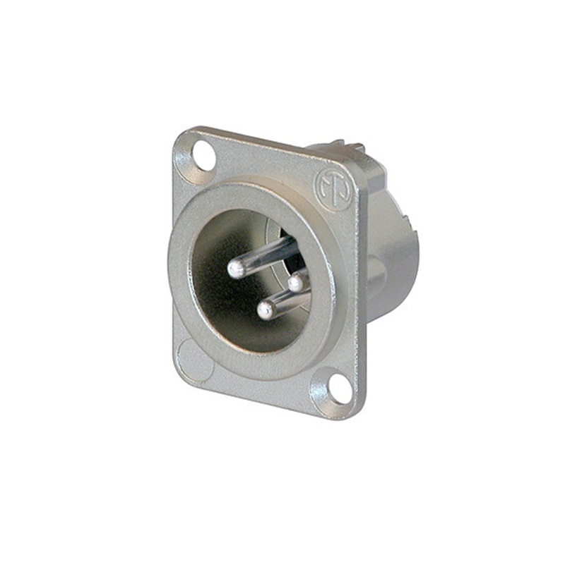 CONECTOR XLR 3P MACHO CHASIS D NEUTRIK NÍQUEL/PLATA