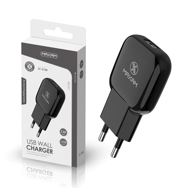 CARGADOR PARED USB 2.4A NEGRO