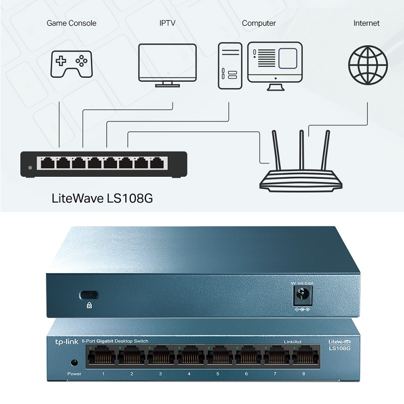 SWITCH TP-LINK 8P GIGABIT DESKTOP LITEWAVE AUTO-MDI/MDIX - Imagen 3