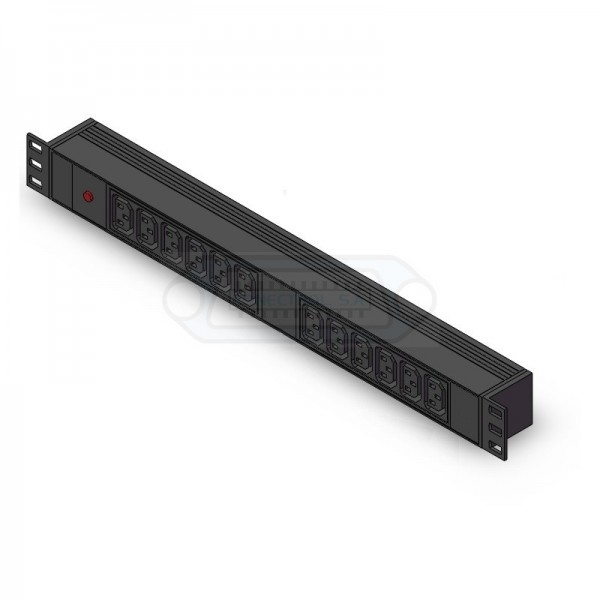 BASE ELÉCTRICA RACK 19" 1U 12 SALIDAS IEC