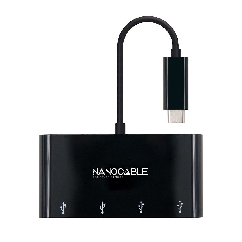HUB USB-C 3.1 a 4 PUERTOS USB-A 3.0 NEGRO CABLE 0.10m