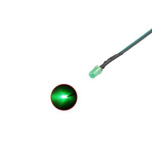 DIODO LED Ø3mm DC 12V VERDE ALTO BRILLO CABLE 0.20m
