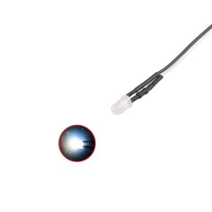 DIODO LED Ø3mm DC 12V BLANCO FRIO ALTO BRILLO CABLE 0.20m