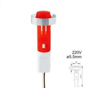 PILOTO LED 220V Ø5.5mm SERIE D-185 ROJO CON CABLE
