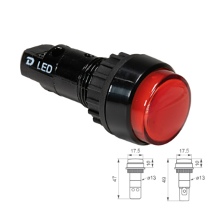 PILOTO LED 230V Ø13mm SERIE D-311  ROJO CLEMA TORNILLO