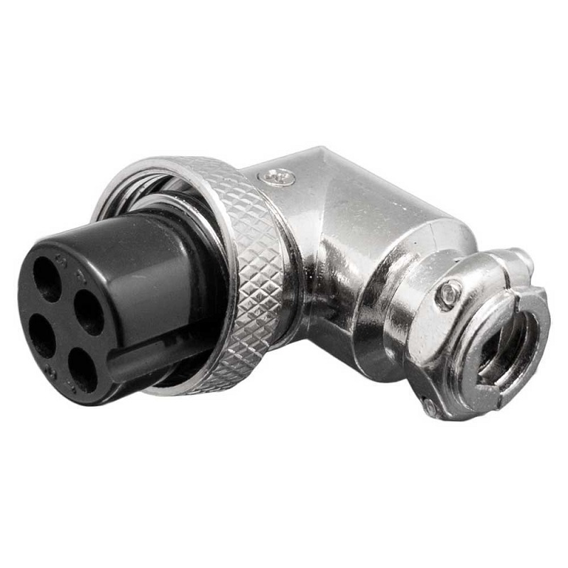 CONECTOR GX16 4P HEMBRA AEREA ACODADO