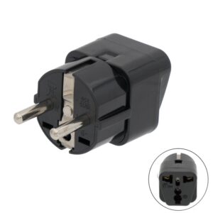 ADAPTADOR RED CLAVIJA UNIVERSAL A EUROPEA 250V 10/16A CE NEGRO