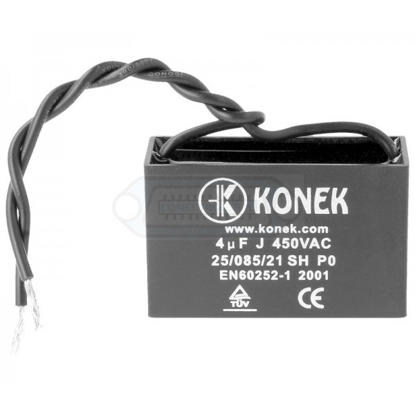CONDENSADOR ARRANQUE MOTOR 4 uF 450VCA CON CABLE