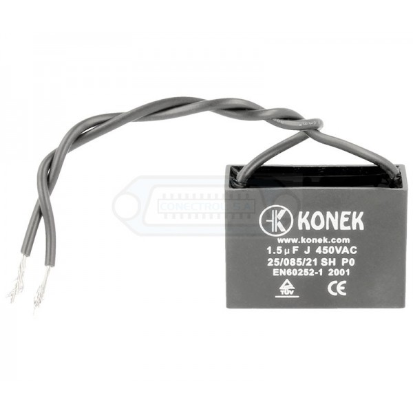 CONDENSADOR ARRANQUE MOTOR 1.5 uF 450VCA CON CABLE