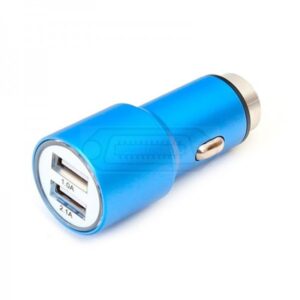 CARGADOR COCHE USB OMEGA DUAL 5V 2.1A METAL AZUL