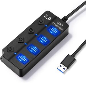 HUB USB 4 PUERTOS (3.0/2.0) CON INTERRUPTORES INDIVIDUALES