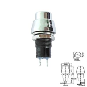 PULSADOR REDONDO Ø14.8mm 1A/250V OFF-(ON) 1Co CHASIS PLATEADO