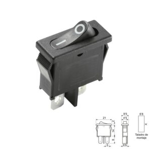 INTERRUPTOR BALANCÍN ON-OFF (1Co) 6A/250V MINI NEGRO