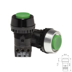 PULSADOR REDONDO Ø22mm 3A/250V D4050 1NO+1NC VERDE